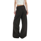 Studio Ruban Evi wide-leg belted cargo pants in dark grey, featuring a relaxed fit and adjustable waist.