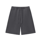 Studio Ruban Essential Heavyweight Fleece Shorts in charcoal grey, made from a cotton blend with a drawstring waist and pockets.