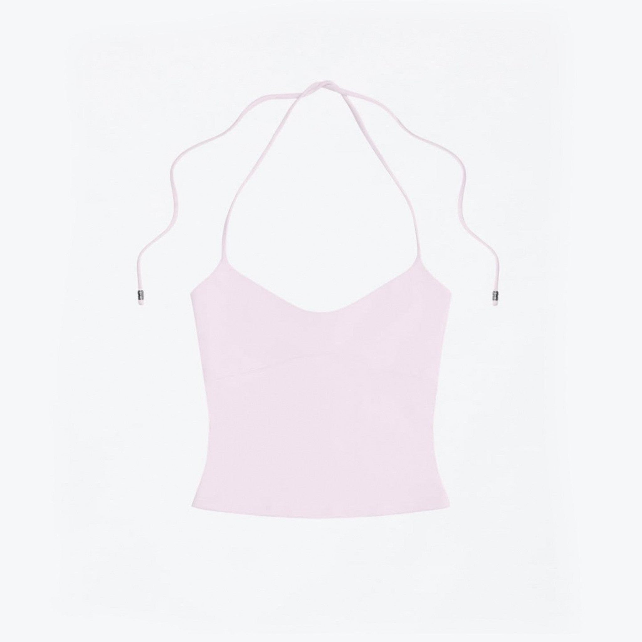 Studio Ruban Kiki halterneck top in light pink, made from soft-touch fabric with adjustable tie-back.