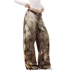 Studio Ruban Leo wide leg jeans in leopard print denim with a washed-out effect and a burgundy belt.