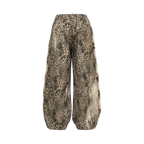 Studio Ruban leopard print wide-leg pants, loose fit, non-elastic, floor-length, spring fashion.
