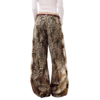 Studio Ruban leopard print wide-leg pants with a loose fit and floor-length hem. Features a non-elastic waist and soft fabric.