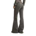 Studio Ruban Lia high-waisted flare sweatpants in washed charcoal cotton blend with drawstring waist and pockets.