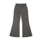 Studio Ruban Lia high-waisted flare sweatpants in washed charcoal cotton blend with drawstring waist and pockets.
