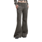 Studio Ruban Lia high-waisted flare sweatpants in washed charcoal cotton blend with drawstring waist and pockets.