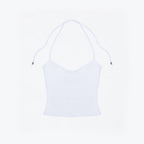 Studio Ruban white soft-touch fabric halterneck top with adjustable tie-back