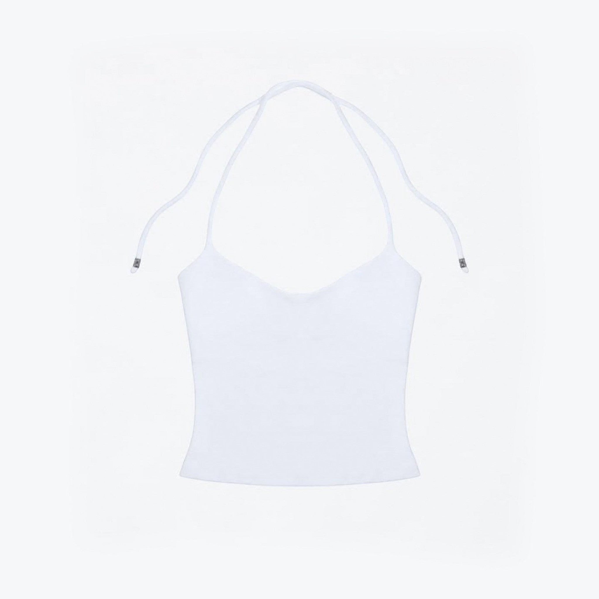 Studio Ruban white soft-touch fabric halterneck top with adjustable tie-back